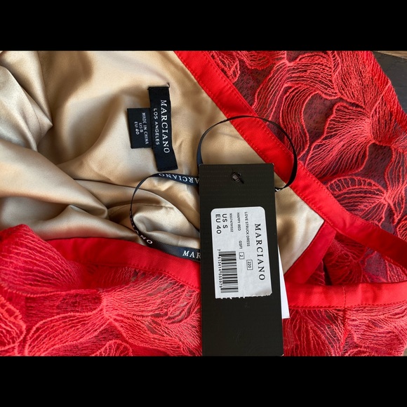 GUESS MARCIANO LOVE STRUCK RED CORAL DRESS NEW - Picture 2 of 5